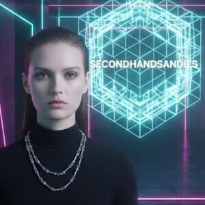 Vintage textured Brutalist Silver Tone Industrial Link Long Necklace Modern